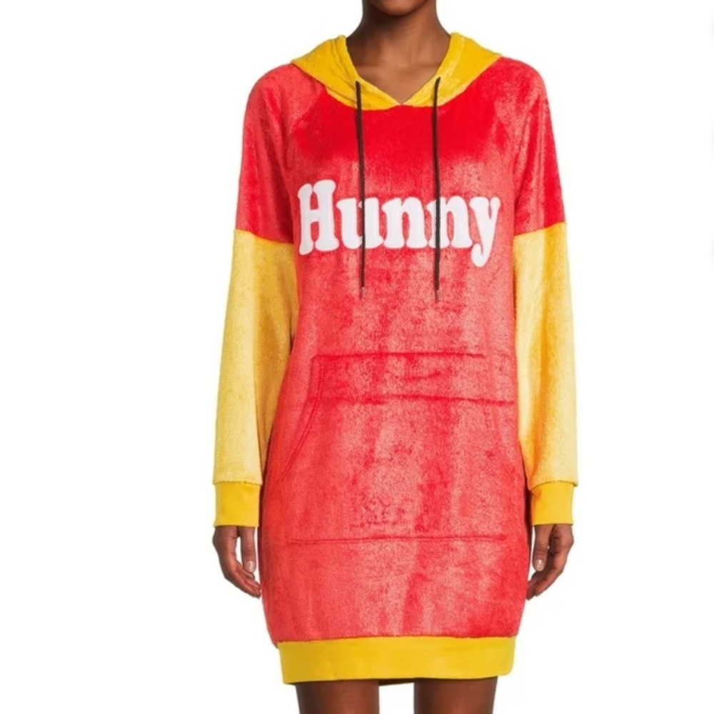 Disney Winnie The Pooh Hunny Character Soft Fleece Long Hoodie Sweater Medium - Picture 2 of 16